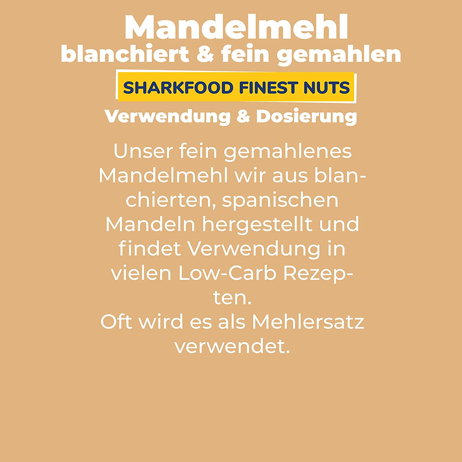 Premium Mandelmehl 1 KG - fein gemahlen, naturbelassen & nicht entölt, aus blanchierten Mandeln (weiß) - Low Carb & Keto geeignet - Vollfett zum Backen & Kochen - 1000 g - Sharkfood Nutrition