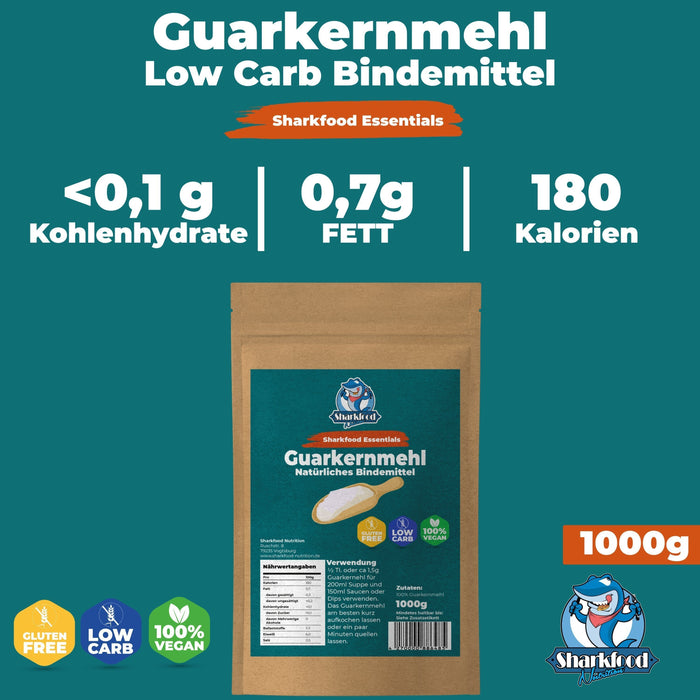 Guarkernmehl | Verdickungsmittel | Bindemittel | E412 | Low Carb & Keto - Sharkfood Nutrition