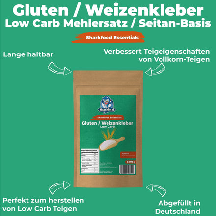 Premium Weizenkleber| Lower Carb Mehlersatz | Weizenprotein | Gluten - Sharkfood Nutrition